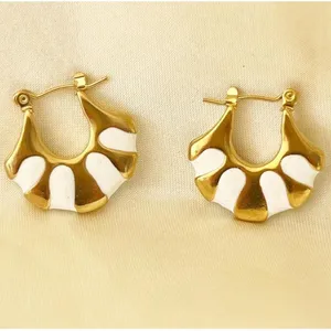 Gold Plated Stunning Egyptian Style Hoop Earrings stainless steel womens jewelry thumbnail 6