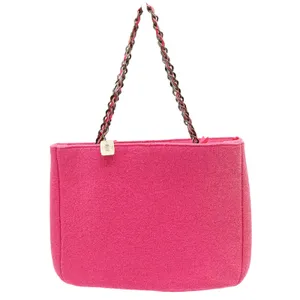 Bath & Body Works Goldie Pink Boucle Tote Bag Limited Edition Chain Strap Bow thumbnail 3