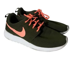 Nike Women’s Roshe Running Shoes Sneakers 6.5 Legion Green Lava Glow thumbnail 1