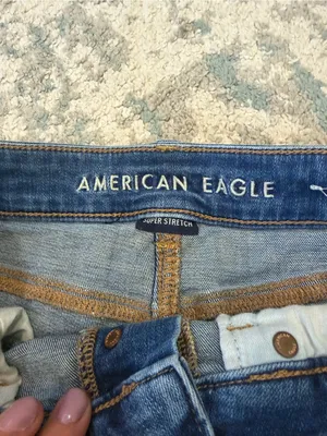 American Eagle Hi-Rise Shortie Denim Shorts Size 2 Distressed Blue thumbnail 3