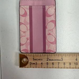 Coach ID Lanyard Case Pink Signature Monogram Stripe Designer Card Case Wallet thumbnail 8