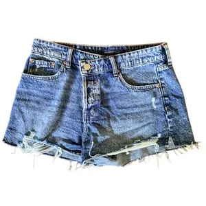 Aeropostale Vintage High Rise Shorty Denim Shorts Size 8 Distressed Raw Hem thumbnail 2
