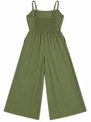 Old Navy Olive Green Wide-Leg Cropped Jumpsuit – Size L thumbnail 2