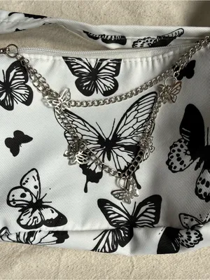 Black & White Butterfly chic purse, super cute, funky and punky thumbnail 2