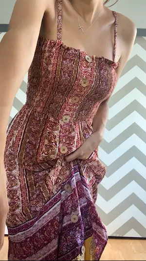 Boho Tribal Print Maxi Slit Dress thumbnail 1