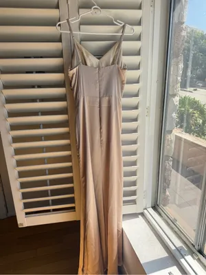 Revelry Satin Slip Maxi Dress in Champagne Gold thumbnail 5