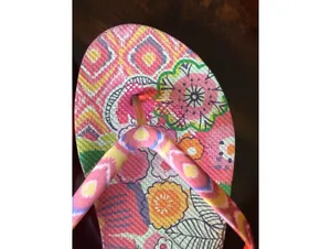 Vera Bradley Floral Pattern Pink and Orange Flip Flops Size 7-8 thumbnail 5