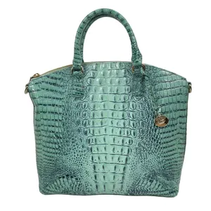 Brahmin Large Duxbury Satchel Bag Biscay Melbourne Blue Green Leather Croc thumbnail 5