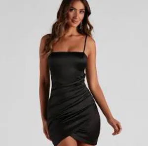 Windsor Wrapped In Stylish Satin Mini Dress thumbnail 3