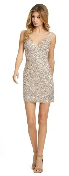Mac Duggal Sequin Mini Sleeveless‎ Cocktail Dress in Gold- NWT thumbnail 1