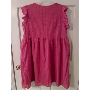 Women’s Pink Eyelet V-Neck Mini Dress thumbnail 2