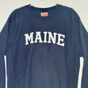 Vintage 1990s MV Sport Pro-Weave Maine Navy Crewneck Sweatshirt Medium thumbnail 2