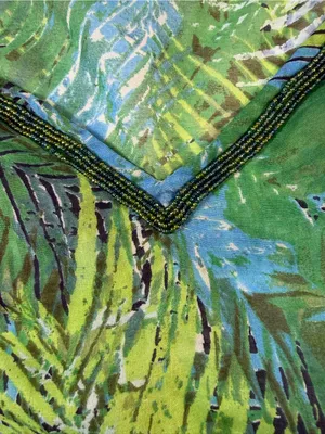 Green Tropical Beaded V-Neck Swim Cover-Up Tunic thumbnail 4