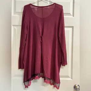 Altar’d State Maroon Long Sleeve Tunic - Size Large - VGUC thumbnail 2