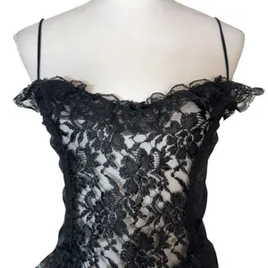 Vintage Y2K Lace Babydoll Cami Top S Black Bow Whimsigoth Coquette Fairy Grunge thumbnail 2
