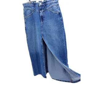 We The Free Free People Come As You Are Denim Maxi Skirt High Rise Blue Long Slit Skirt 32 thumbnail 2