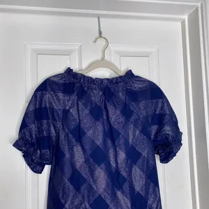 HILL HOUSE Katherine Nap Dress Navy Glitter Check Size XS Puff Sleeves thumbnail 6