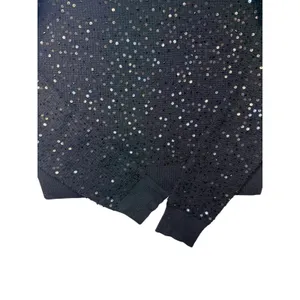 Alice + Olivia‎ Black Sequin Embellished Merino Wool Knit Sweater Party Small thumbnail 6