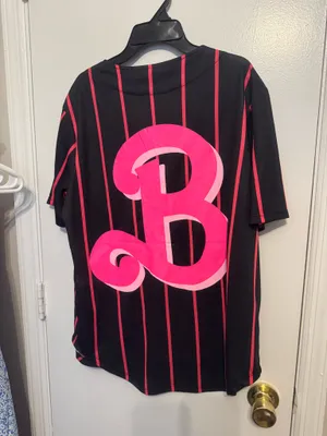 Rue 21 Pinstriped Barbie Graphic Baseball Jersey Size Medium thumbnail 4