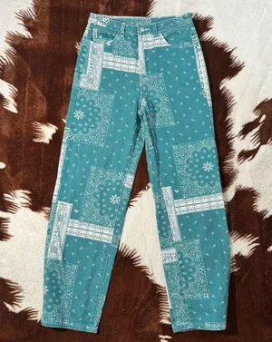 Paisley & Scarf Print Straight Leg Jeans thumbnail 2