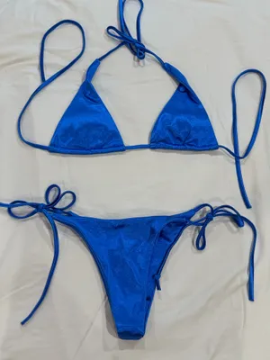 Blue shinny bikini thumbnail 1