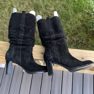 Franco Sarto EMA Women Black Suede/Leather Mid Calf Boots Sz 9.5 thumbnail 10