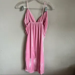 Unbranded Bubblegum Pink Velour Body Con Faux Wrap Mini Dress‎ thumbnail 4