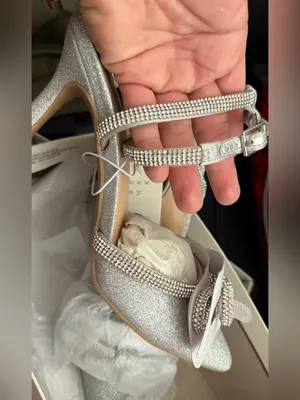 a new day Silver Glitter Pointed Toe Ankle Strap Flats size 7 thumbnail 7