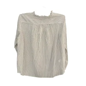 Loft Women's M pinstripe ruffle-neck shirt NWT thumbnail 2