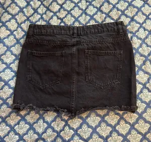 Free people black denim mini skirt thumbnail 2
