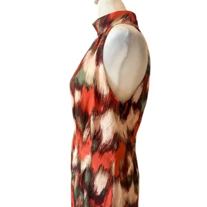 Banana Republic Halter Midi Dress Womens 6 Orange‎ Green New Abstract Ikat Print thumbnail 12