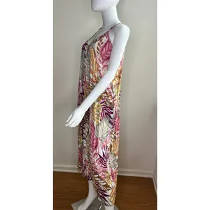 Lush Clothing Tropical Palm Leaf Print Maxi Dress Pink Yellow Small thumbnail 4