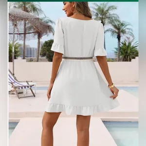 NEW Swimsuit Cover Up Short Sleeve Coverup Beach Dress Pockets M thumbnail 7