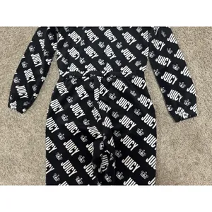 Y2K JUICY COUTURE Velvet Logo Print Hooded Jumpsuit Black Velour Vintage Glam XS thumbnail 8