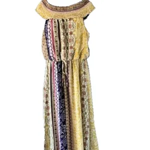 Bailey Blue L Multicolor Patchwork Maxi Dress Sleeveless Tie Waist Boho Floral thumbnail 2