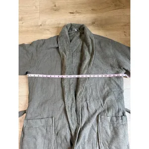 EUC Unisex Pottery Barn waffle weave resort robe Loden green size M thumbnail 7