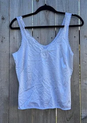 Vintage white lace babydoll tank top size‎ small thumbnail 1