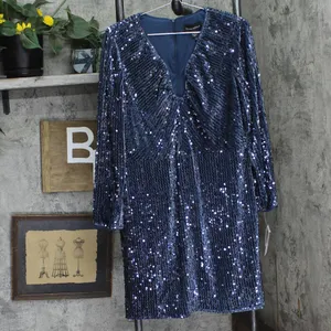 NWT Donna Morgan Holiday Sequin Dress Event Occasion Cocktail Dark Blue Gray 16 thumbnail 8