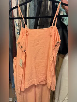 NWT Free People Free-Est Sightseer Linen Set - Honeyed Apricot Peach - XS thumbnail 9