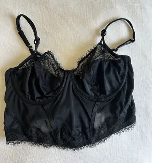 Black Lace Longline Bralette Size M thumbnail 1