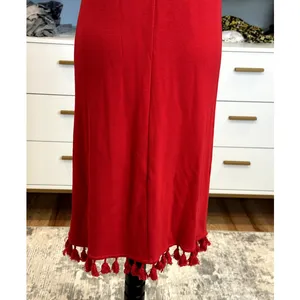 Crown & Ivy Women's Red Sleeveless Fringe Hem Midi Dress Keyhole Back S thumbnail 6