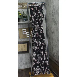 NWT Ny Collection Womens Chiffon Maxi Dress MCCD3995 Black / Pink M thumbnail 3