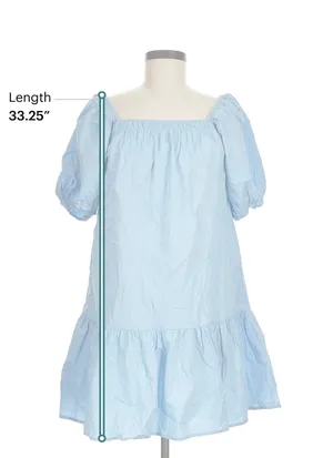 Strut & Bolt Light Blue Puff Sleeve Drop Waist Mini Dress Pockets Size M thumbnail 6