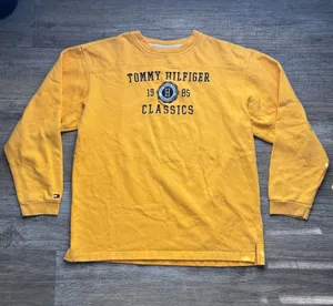 Y2K Tommy Hilfiger Yellow 'Classics' Crewneck Sweatshirt Preppy Fall Winter thumbnail 1