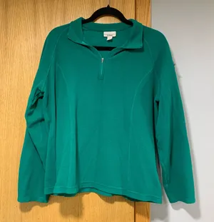 L.L. Bean Women's Green Fleece Quarter Zip Pullover Sweater - Size XL thumbnail 1