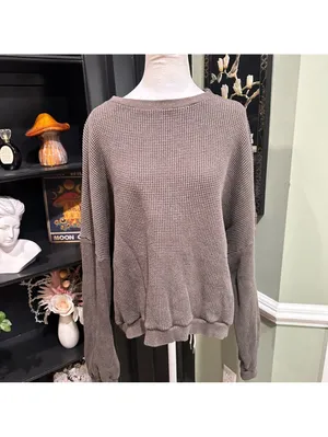 VISUS Brown Waffle Knit Pullover Sweatshirt Top – Size XS/S – Ethically Made thumbnail 2