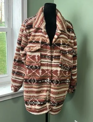 Sabrina Lauren NWOT fleece Midwest print shacket 1X thumbnail 1