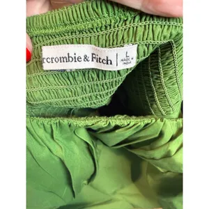 Abercrombie & Fitch Poplin Puff Sleeve‎ Mini Dress Green Size Large Milkmaid thumbnail 4