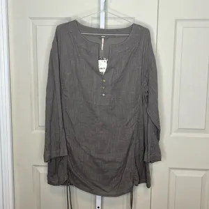 Free People Never Too Much Oversized Cotton Tunic Top XL thumbnail 3
