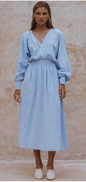 BALI LANE Carla‎ Long Sleeve Linen Dress thumbnail 1